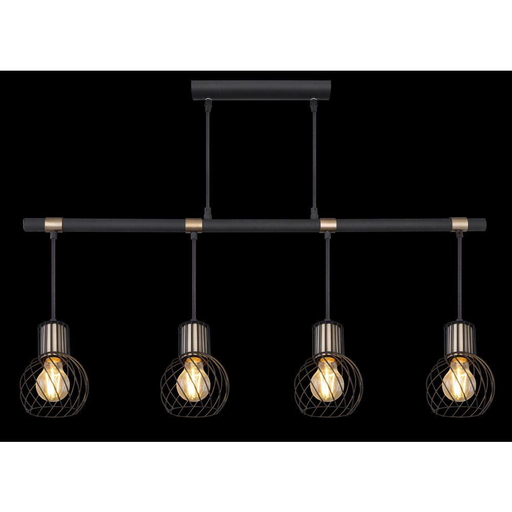 Lampadario a sospensione 4 luci griglia e fili nero opaco particolari  bronzo GLOBO LIGHTING 54013-4H Idea Luce di Filippi - Carrù(Cuneo)