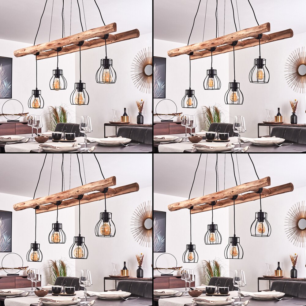 Gondo Lampadario a sospensione Legno scuro, Nero H3399606