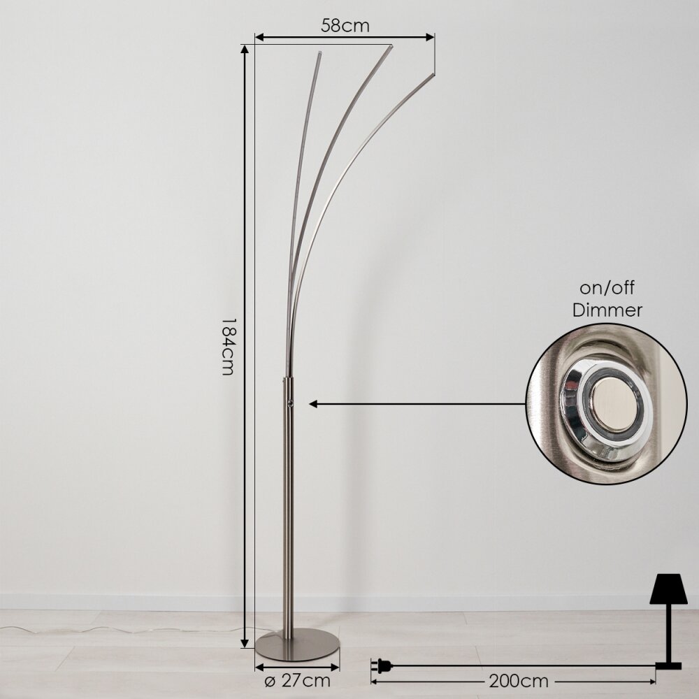 Uttorp Lampada da terra LED Nichel opaco H3552407