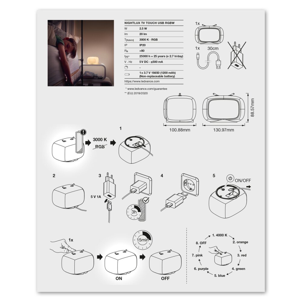 LEDVANCE NIGHTLUX® Luce notturna per bambini Argento 4058075270855