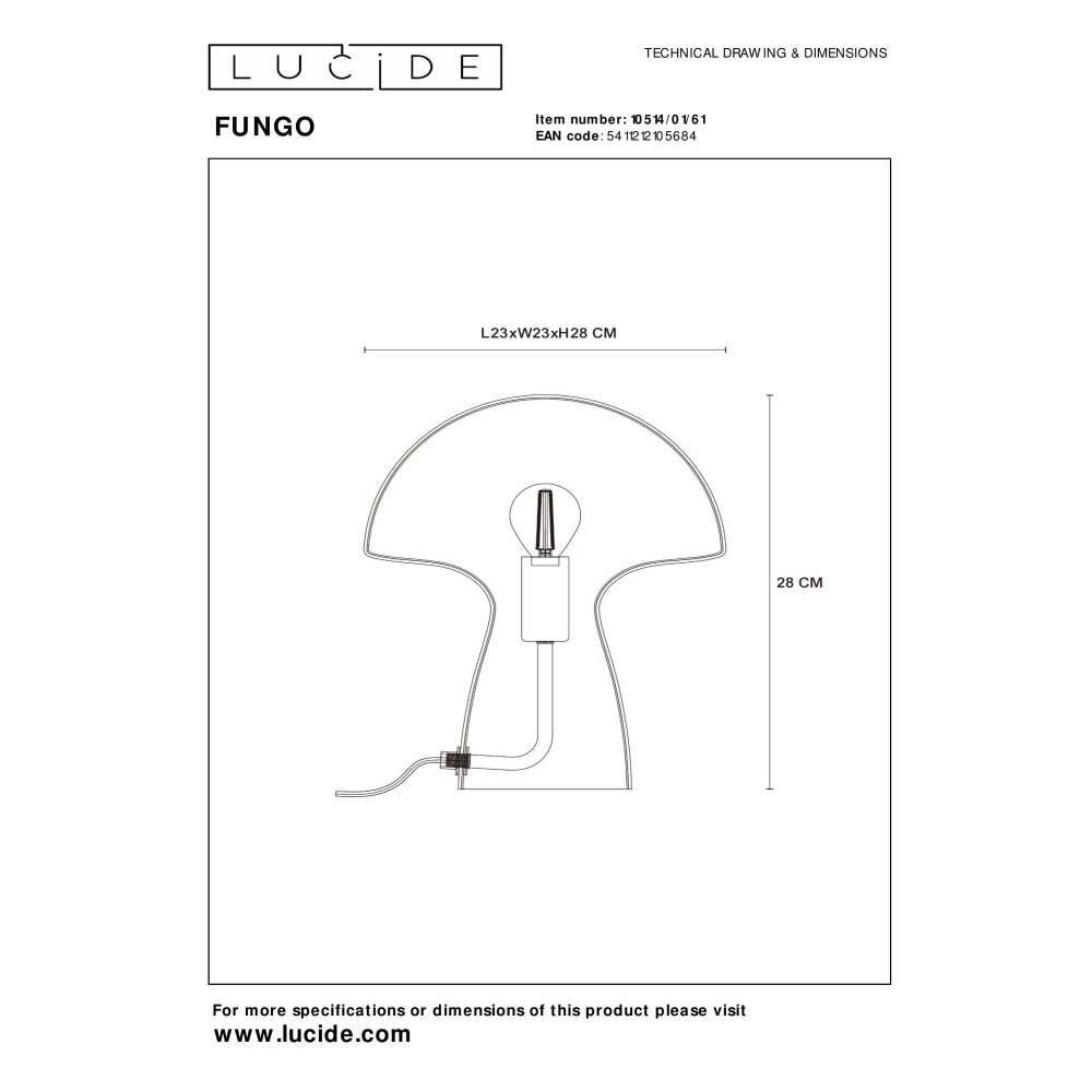 Lucide FUNGO Lampada da tavolo Bianco 10514/01/61