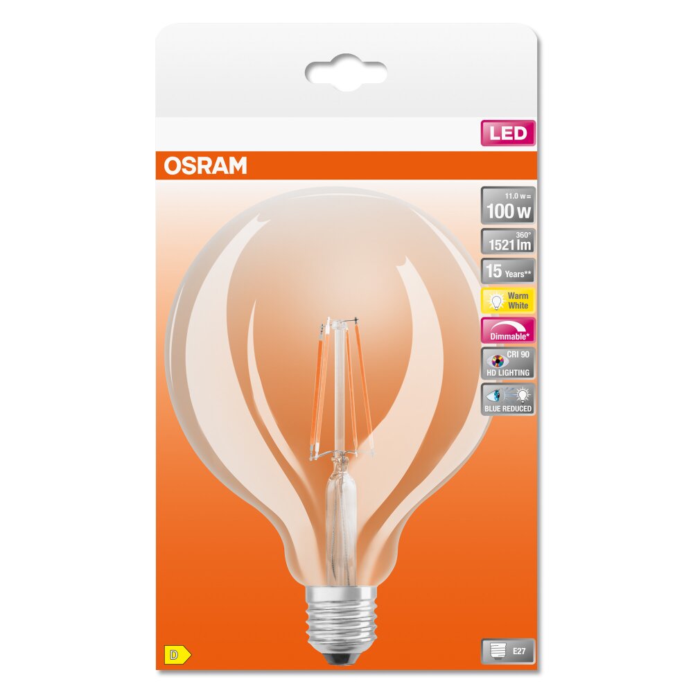 Lampadina LED Filament E27 11 Watt Globo (1521 lumen)