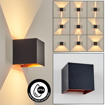 Tamarin Lampada da parete per esterno, Lampade Up & Down, Applique LED Ramato, Nero, 1-Luce