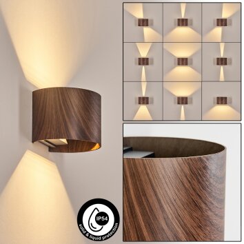 Tamarin Lampada da parete per esterno, Lampade Up & Down, Applique LED Aspetto del legno, Nero, 1-Luce