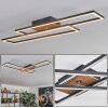 Macos Plafoniera, Faretto da soffitto LED Marrone, Aspetto del legno, Nero, 1-Luce