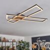 Macos Plafoniera, Faretto da soffitto LED Marrone, Aspetto del legno, Nero, 1-Luce