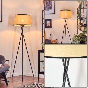 Chellas Lampada da terra beige, Nero, 1-Luce