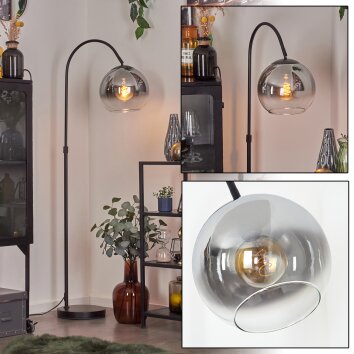 Koyoto Lampada a sfera, Lampada da terra Cromo, Chiaro, Grigio fumo, 1-Luce