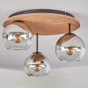 Koyoto Plafoniera, Lampada a sfera 40 cm Marrone, Aspetto del legno, Nero, 3-Luci