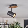 Guardais Plafoniera, Faretto da soffitto Marrone, Aspetto del legno, Nero, 1-Luce