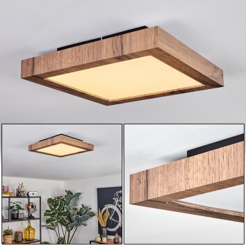 Salmi Plafoniera, Panel LED Aspetto del legno, Nero, 1-Luce