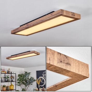 Salmi Plafoniera, Panel LED Aspetto del legno, Nero, 1-Luce