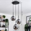 Gastor Lampadario a sospensione, Lampada a sfera 30 cm Cromo, Grigio fumo, 3-Luci