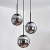 Gastor Lampadario a sospensione, Lampada a sfera 30 cm Cromo, Grigio fumo, 3-Luci