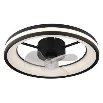 Illuminazione Globo Lighting Gatian Lampada con ventilatore LED Nero, 1-Luce, Telecomando