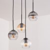 Koyoto Lampadario a sospensione, Lampada a sfera, Lampada a sospensione Ambrato, Chiaro, Grigio fumo, 4-Luci