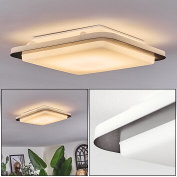 Carregueira Plafoniera, Panel LED Argento, Bianco, 1-Luce, Sensori di movimento