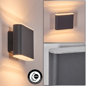 Paranhas Lampada da parete per esterno, Illuminazione bagno, Lampade Up & Down, Applique Antracite, 1-Luce