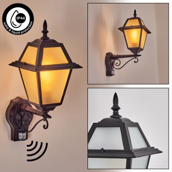 Fornelos Illuminazione esterna, Lampada da parete per esterno, Applique Nero, 1-Luce, Sensori di movimento