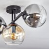 Koyoto Plafoniera, Lampada a sfera Ambrato, Cromo, Grigio fumo, 3-Luci