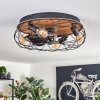 Tourais Plafoniera, Lampada con ventilatore LED Aspetto del legno, Nero, 4-Luci, Telecomando