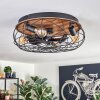 Tourais Plafoniera, Lampada con ventilatore LED Aspetto del legno, Nero, 4-Luci, Telecomando