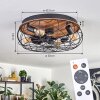 Tourais Plafoniera, Lampada con ventilatore LED Aspetto del legno, Nero, 4-Luci, Telecomando