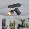 Gesteira Plafoniera, Faretto da soffitto Cromo, Nero, 2-Luci