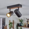 Gesteira Plafoniera, Faretto da soffitto Aspetto del legno, Nero, 2-Luci