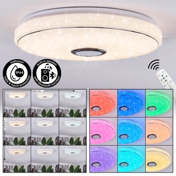 Cham Plafoniera LED Bianco, 1-Luce, Telecomando, Cambia colore