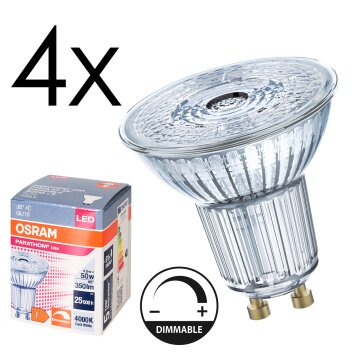 Illuminazione Osram GU10 LED 4.5 Watt Bianco neutro dimmerabile 350 Lumen