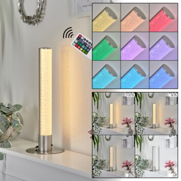 Flaut Lampada da tavolo LED Nichel opaco, 1-Luce, Telecomando, Cambia colore