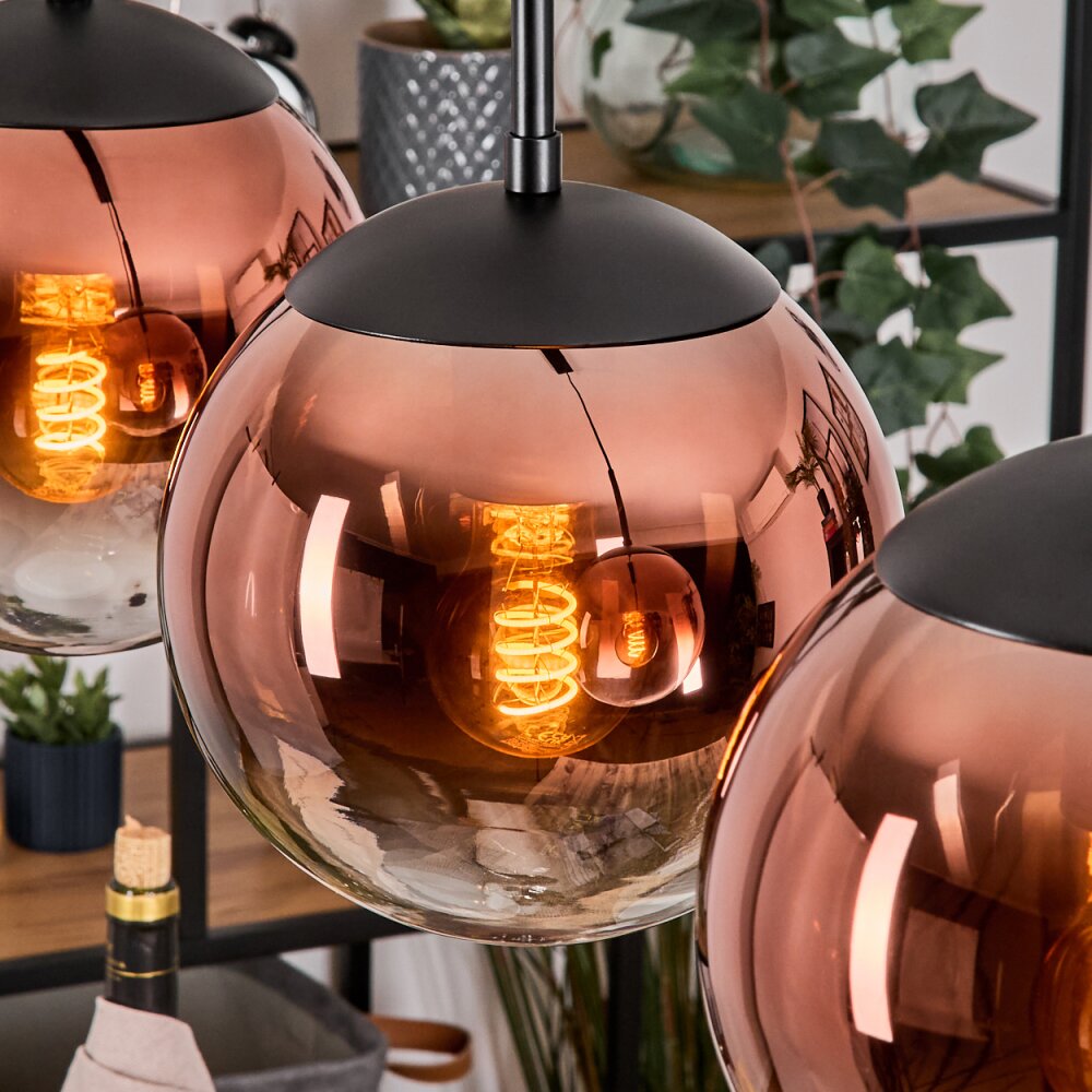 Gastor Lampadario a sospensione, Lampada a sfera, Lampada a sospensione 20 cm Chiaro, Ramato, 3-Luci