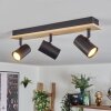 Gesteira Plafoniera, Faretto da soffitto Legno chiaro, Nero, 3-Luci