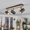 Gesteira Plafoniera, Faretto da soffitto Legno chiaro, Nero, 3-Luci