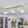 Gesteira Plafoniera, Faretto da soffitto Legno chiaro, Bianco, 3-Luci