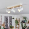 Gesteira Plafoniera, Faretto da soffitto Legno chiaro, Bianco, 3-Luci