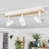 Gesteira Plafoniera, Faretto da soffitto Legno chiaro, Bianco, 3-Luci