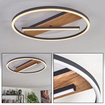 Hadel Plafoniera LED Aspetto del legno, Nero, 1-Luce