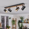 Gesteira Plafoniera, Faretto da soffitto Legno scuro, Nero, 4-Luci