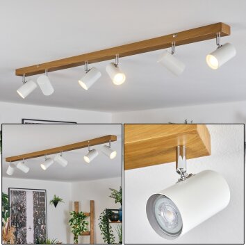 Gesteira Plafoniera, Faretto da soffitto Cromo, Aspetto del legno, 6-Luci