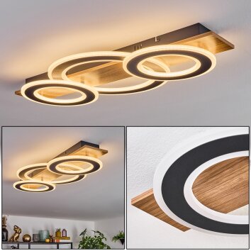 Besperia Plafoniera LED Aspetto del legno, Nero, 1-Luce