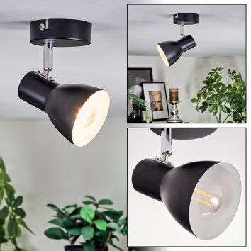 Farel Plafoniera, Faretto da soffitto Cromo, Nero, 1-Luce