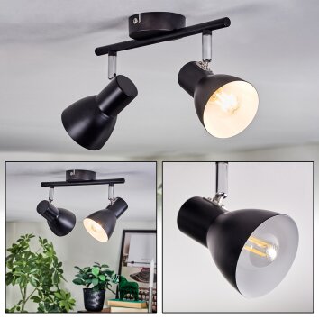 Farel Plafoniera, Faretto da soffitto Cromo, Nero, 2-Luci