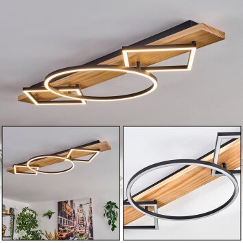 Pompu Plafoniera LED Legno chiaro, Nero, 2-Luci