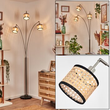 Ramila Lampada da terra Nichel opaco, Nero, 3-Luci
