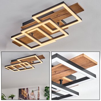 Narangera Plafoniera LED Marrone, Aspetto del legno, Nero, 1-Luce