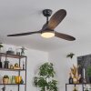 Mosstena Plafoniera, Lampada con ventilatore LED Legno scuro, Nero, 1-Luce, Telecomando