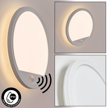 Qadir Lampada da parete per esterno, Applique LED Bianco, 1-Luce, Sensori di movimento