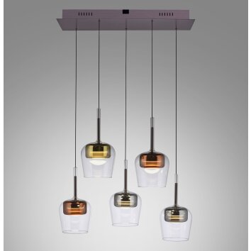 Illuminazione Paul Neuhaus Q-Kon Lampada a sospensione LED Marrone, 5-Luci, Telecomando